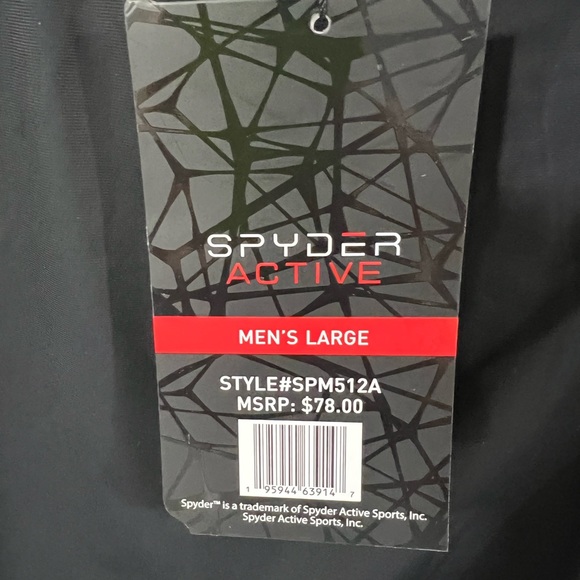 SPYDER MEN'S ACTIVE WEAR, BLACK , LARGE W/2 POCKETS & A SMALL ONE ABOVE THE LOGO - Picture 16 of 16